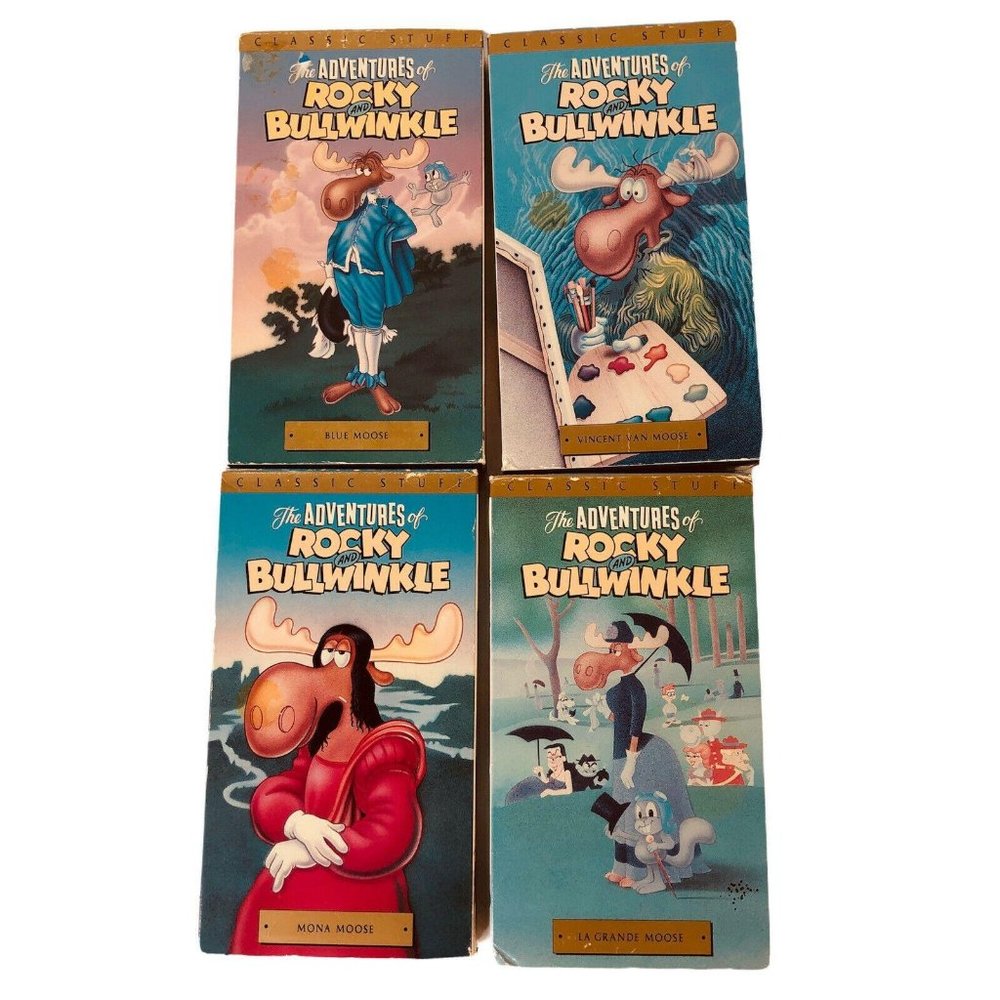 Lot 4 The Adventures of Rocky and Bullwinkle VHS Video Tape BLue La Grande Moose